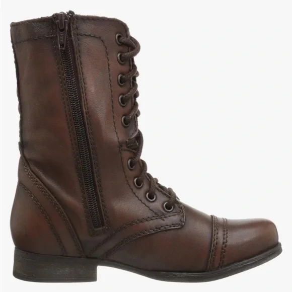 Steve Madden Women's Troopa Combat Boot, Brown Leather 6.5 NWT - Picture 2 of 4